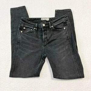 Free People Skinny Faded Black Jeans Button Fly